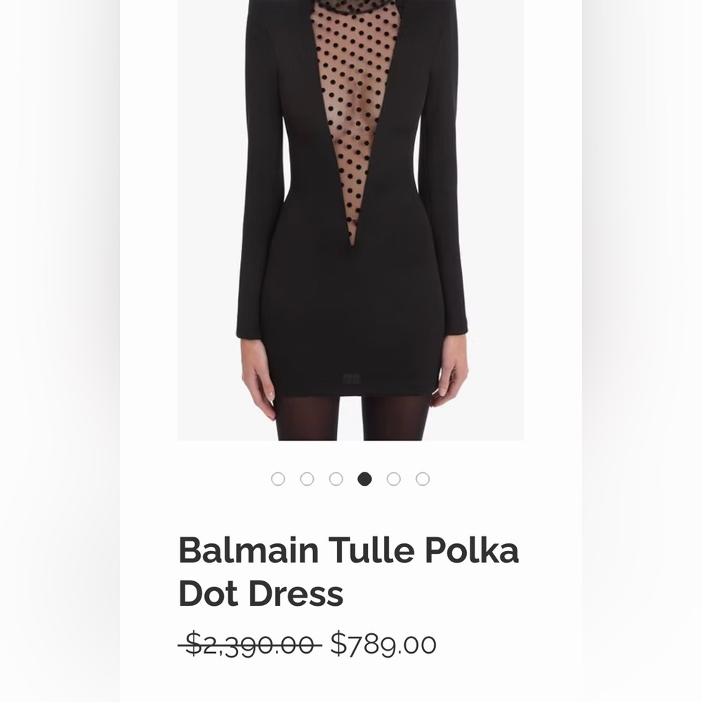 Balmain Black tulle polka dot mini dress
